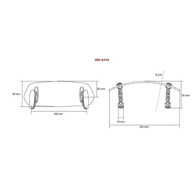 Verstellbarer Puig Clip-On Deflektor 9x23cm, klar