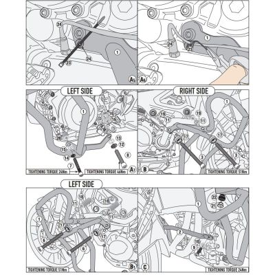 Veliki padajući okvira Givi/Kappa za BMW F900GS 2023+, crni