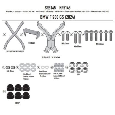Metallplaat koos Kappa/Givi ülemise kasti hoidjaga BMW F900GS 2023+ jaoks, must