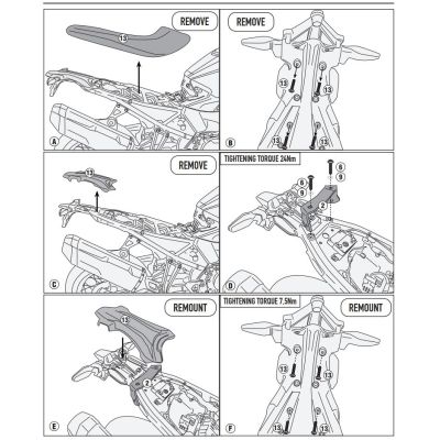 Fém talapzat topcase Kappa/Givihez BMW F900GS 2023+, fekete