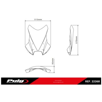 Vysoké cestovné plexi Puig 57cm pre BMW R1300GS/A 2023+ (s ACC), jemne dymové