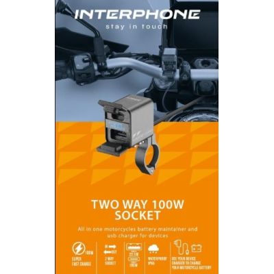 Carregador USB A+C bidirecional 100W Interphone para carregar acessórios e bateria de motocicleta