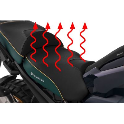 Beheizter, erhöhter Plug-and-Play-Fahrersitz Wunderlich Aktivkomfort für R1300GS 2023+, Tramuntana-Grün