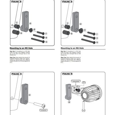 Suportes Denali para luzes auxiliares para parafuso M5, M6, M8