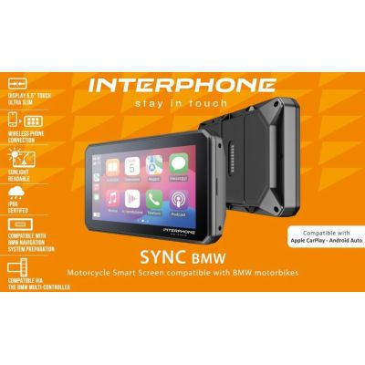 Interphone Sync55B für BMW – „Apple CarPlay / Android Auto - Spiegelung des Smartphones mit Bedienung über die Lenkerbedieneleme