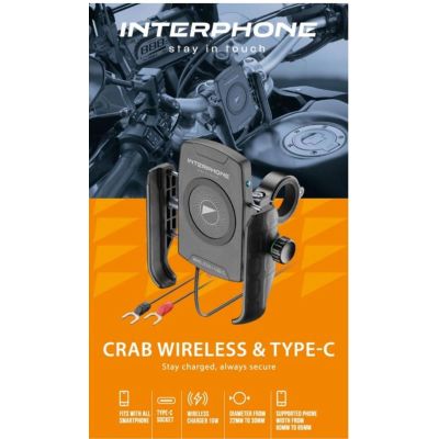 Universaalne hoidik Interphone Crab traadita laadimise ja USB-C-ga telefonidele