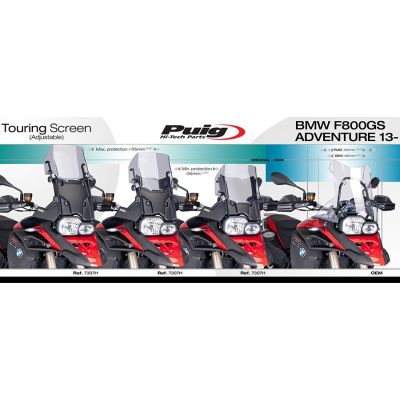 Nastavitelné plexi Puig 38-53cm BMW F800GS Adventure, lehce kouřové
