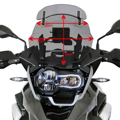 Plexi MRA Vario Touring 45cm se spojlerem pro BMW R1250GS/A, R1200GS/A LC 2013-2018, lehce kouřové