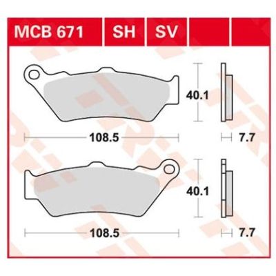 Přední brzdové destičky TRW Lucas MCB671SV pro BMW F850GS/A, F800GS/A, F750GS, F700GS, F650GS, F650GS/Dakar 2000-2007, G650GS