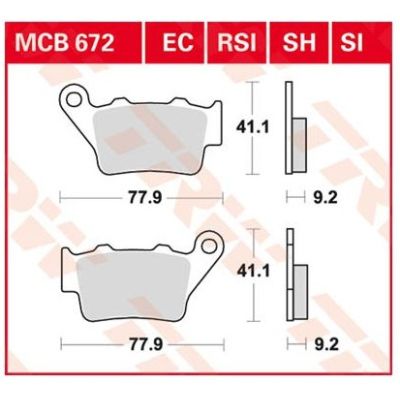 Zadní brzdové destičky TRW Lucas MCB672SH pro BMW F850GS/A, F800GS/A, F750GS, F700GS, F650GS, F650GS/Dakar, G650GS, G310GS