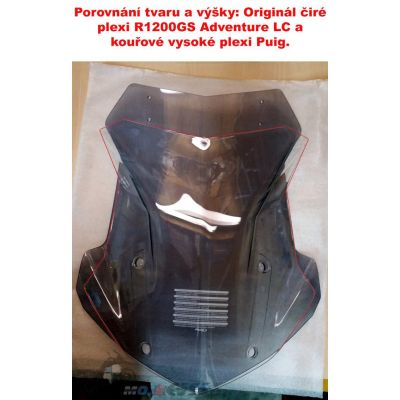 Plexi cestovní vysoké 51cm Puig pro BMW R1250GS/A, R1200GS/A LC 2013-2018, tmavě kouřové