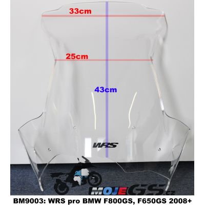 Plexi WRS 43cm pro F800GS, F650GS 2008-2012, čiré