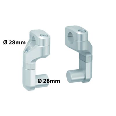 Variabilní zvýšení a nastavení řidítek o průměru 28mm, stříbrné