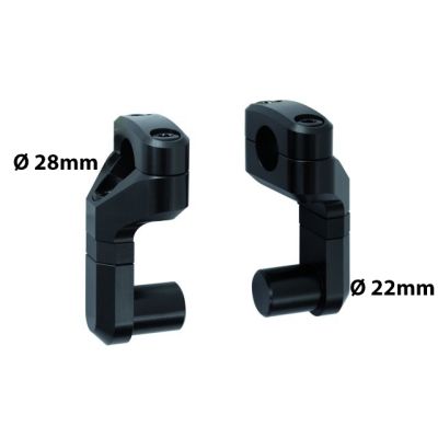 Variabilní zvýšení (50-60mm) a nastavení řidítek o průměru 22mm na 28mm, černé