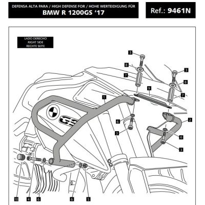 Padací rám horní Puig pro R1250GS, R1200GS LC 2017-2018, stříbrný