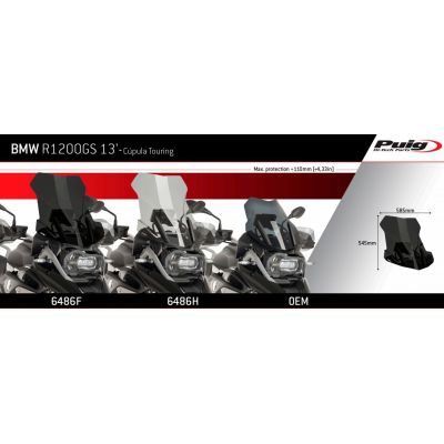 Plexi cestovní vysoké 51cm Puig pro BMW R1250GS/A, R1200GS/A LC 2013-2018, tmavě kouřové