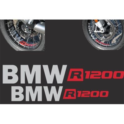 Samolepky BMW R1200 na přední a zadní kolo pro R1200GS Adventure LC 2014+, stříbrno-červené
