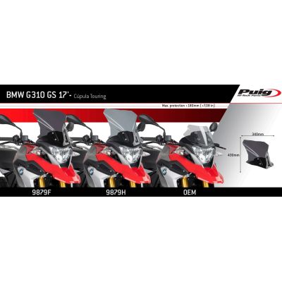 Cestovní plexi Puig 43cm pro BMW G310GS, černé