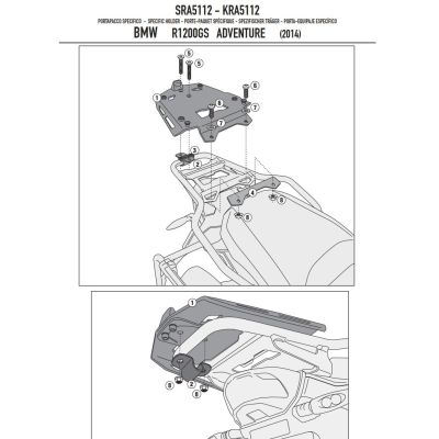 Kovová plotna pod topcase Kappa/Givi pro BMW R1250GS Adventure, R1200GS Adventure LC 2014-2018