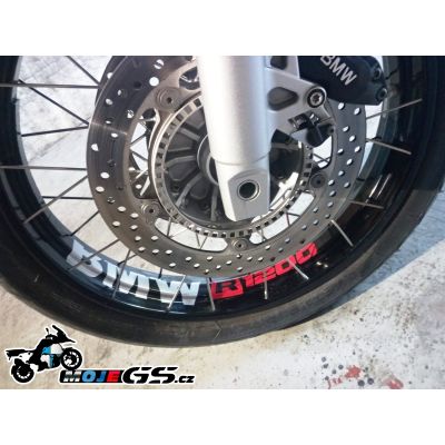 Samolepky BMW R1200 na přední a zadní kolo pro R1200GS Adventure LC 2014+, stříbrno-červené