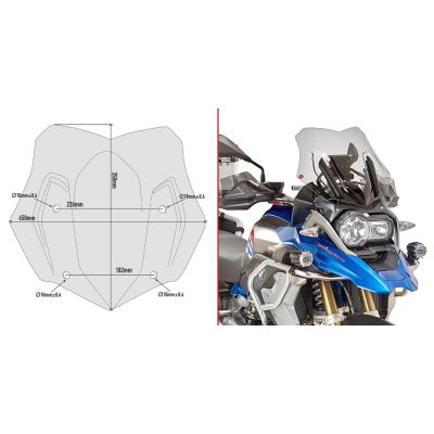 Sportovní plexi Givi/Kappa 35,5cm, kouřové, pro BMW R1250GS/A, R1200GS/A LC 2013-2018