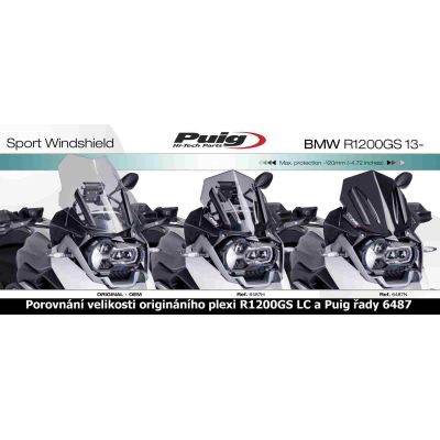 Plexi sportovní nízké 33cm Puig pro BMW R1250GS/A, R1200GS/A LC 2013-2018, lehce kouřové