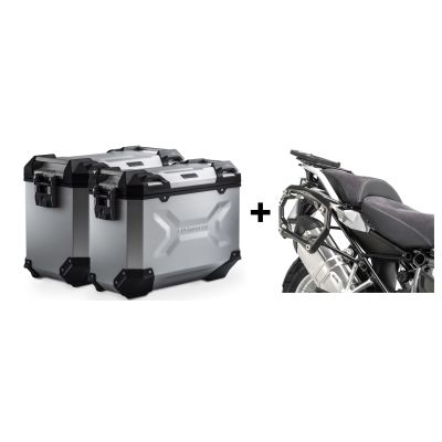 ALU boční kufry SW-Motech Trax Adventure + nosiče pro R1250GS/A, R1200GS/A LC 2013-2018, stříbrné
