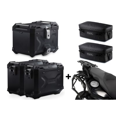 3x ALU kufry SW-Motech Trax Adventure + tašky + nosiče pro F800GS, F700GS, F650GS 2008+, černé