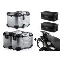 3x ALU kufry SW-Motech Trax Adventure + tašky + nosiče pro F800GS, F700GS, F650GS 2008+, stříbrné