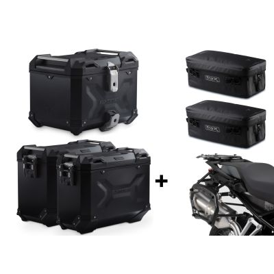 3x ALU kufry SW-Motech Trax Adventure + tašky + nosiče pro F850GS, F750GS, černé