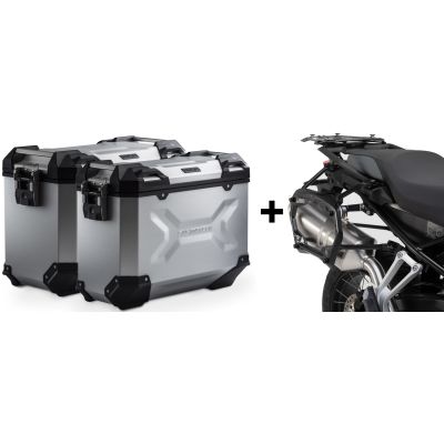 ALU boční kufry SW-Motech Trax Adventure + nosiče pro F850GS, F750GS, stříbrné