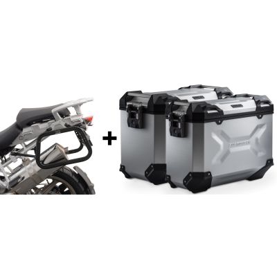 ALU boční kufry SW-Motech Trax Adventure + nosiče pro R1200GS/A 2004-2012, stříbrné